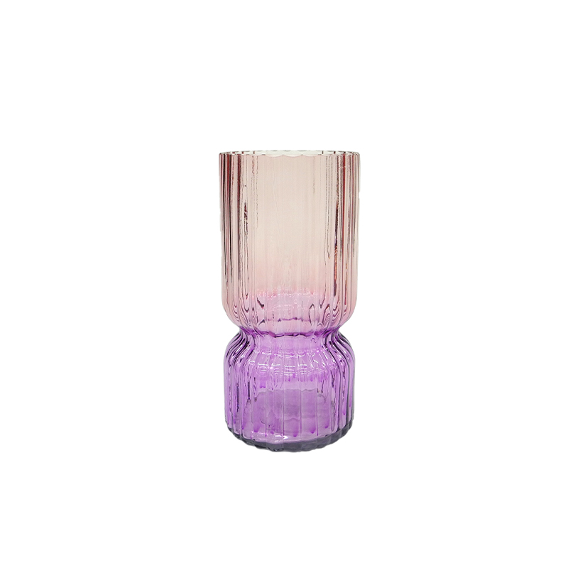 Striped Segmented Relief Gradient Glass Vase YD-ND-339
