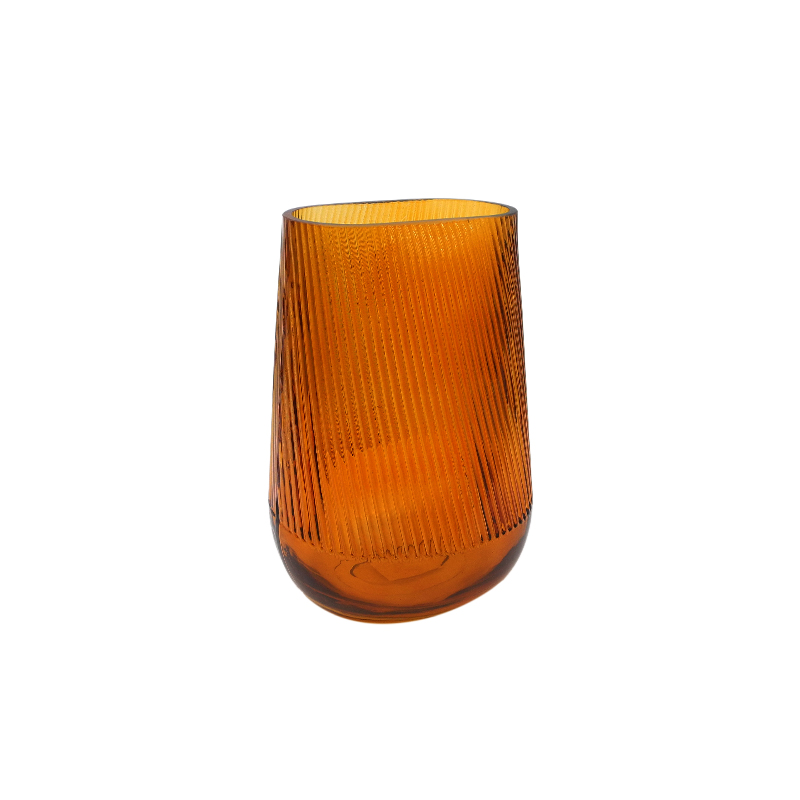 Brown Striped Glass Vase YD-TDH-093
