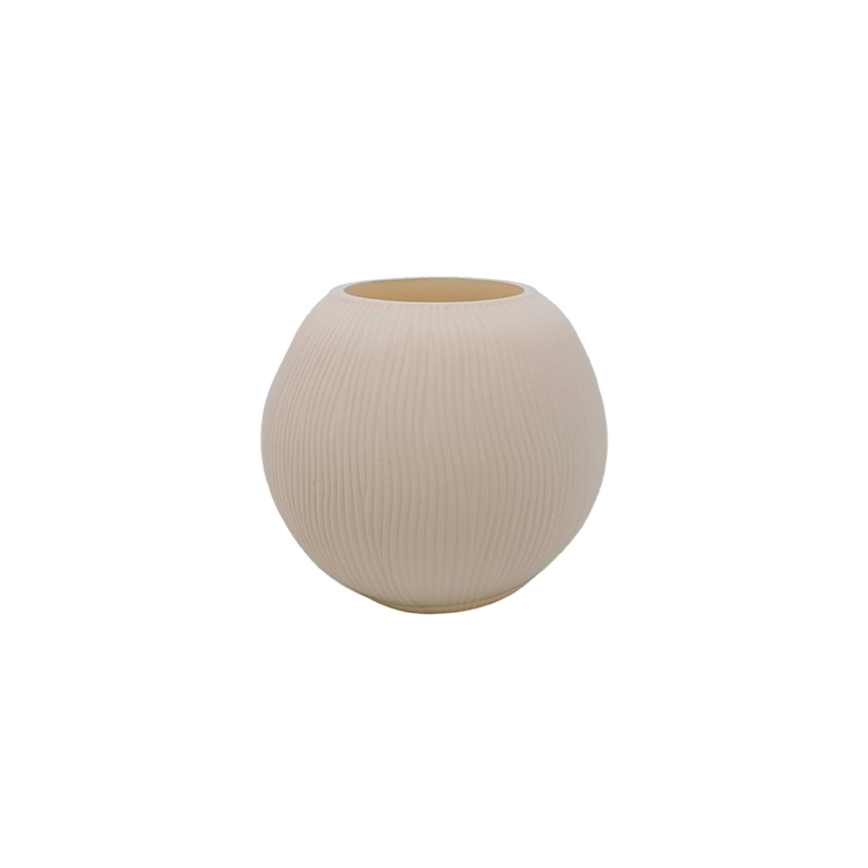 Khaki Frosted Striped Glass Vase YD-ND-468