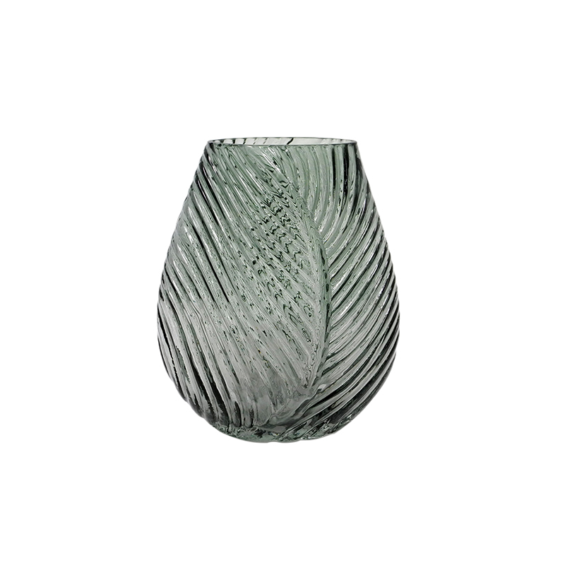 Leaf-textured Cut Glass Vase YD-TDH-085
