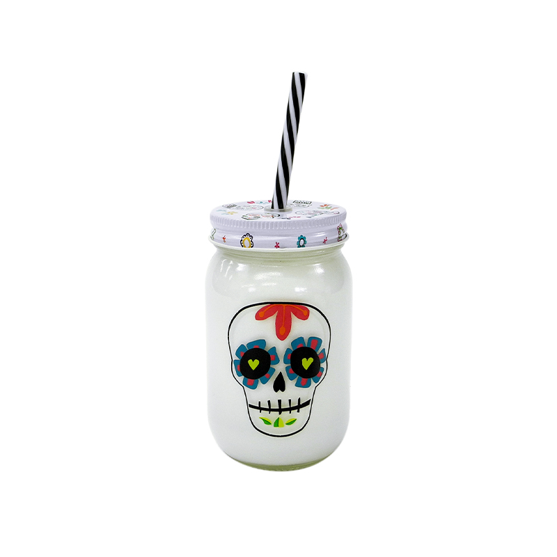 White Halloween Pattern Straw Cup YD-HAL-071