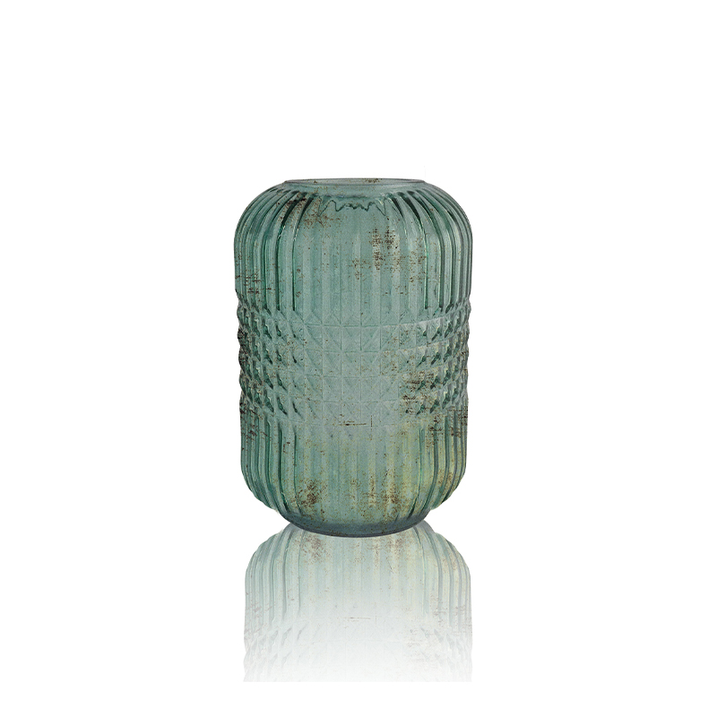Segmented Relief Aged Glass Vase YD-OBS-135