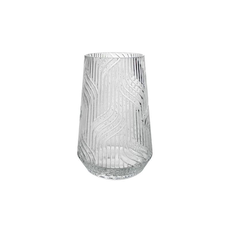 Striped Clear Glass Vase YD-CGV-045