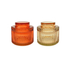 Vertical Striped Glass Wax Cup with Lid YD-HDWC-193