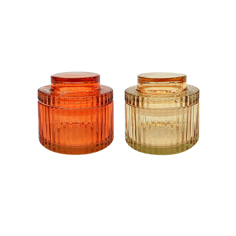 Vertical Striped Glass Wax Cup with Lid YD-HDWC-193