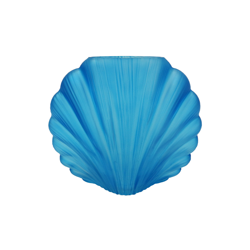 Blue Shell Frosted Cutout Vase YD-OBS-137