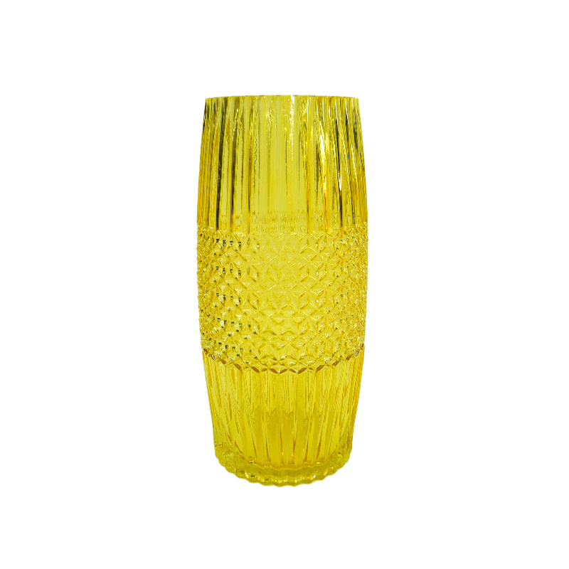 Yellow Segmented Embossed Spray Glass Vase YD-ND-435
