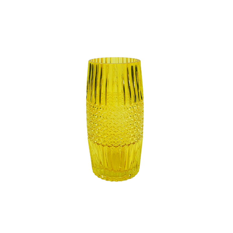 Yellow Segmented Embossed Spray Glass Vase YD-ND-435