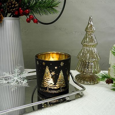 Black Christmas Candle Holder & Wax Bottle YD-ND-036