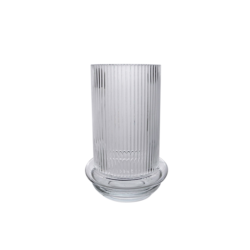 Striped Embossed Glass Vase YD-CGV-099