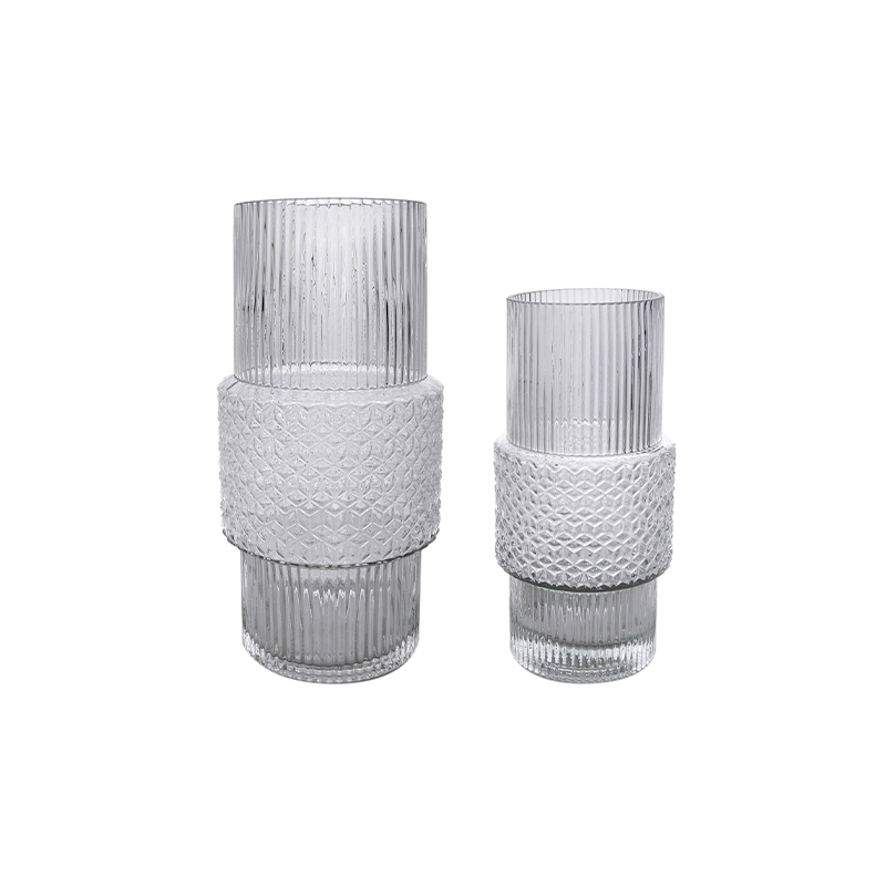 Striped Segmented Relief Glass Vase YD-CGV-171