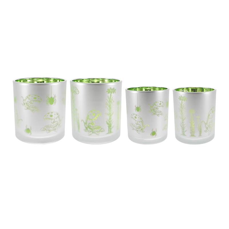 Halloween Electrically Plated Green Glass Candleholder YD-HAL-125