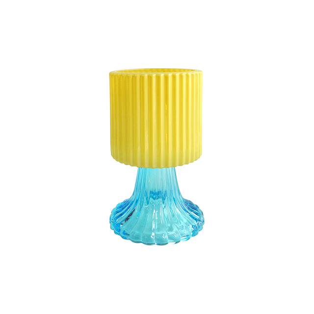 Yellow Striped Enamel Modern Candle Holder YD-HDWC-235
