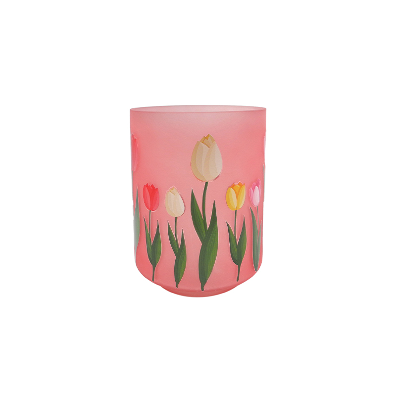 Frosted Powder Flower Candle Holder YD-SS-124