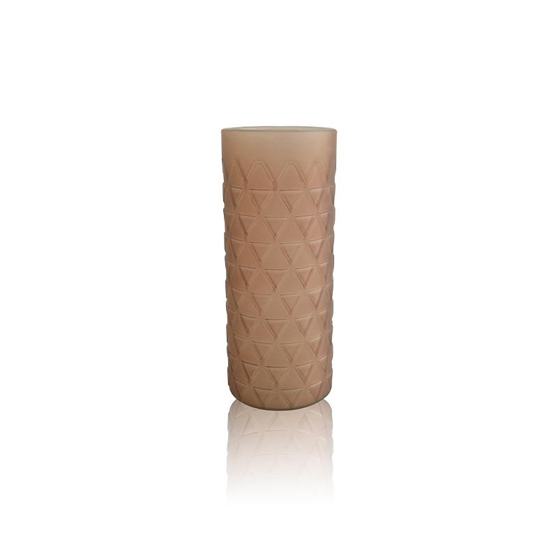 Triangular Textured Frosted Glass Vase YD-OBS-068