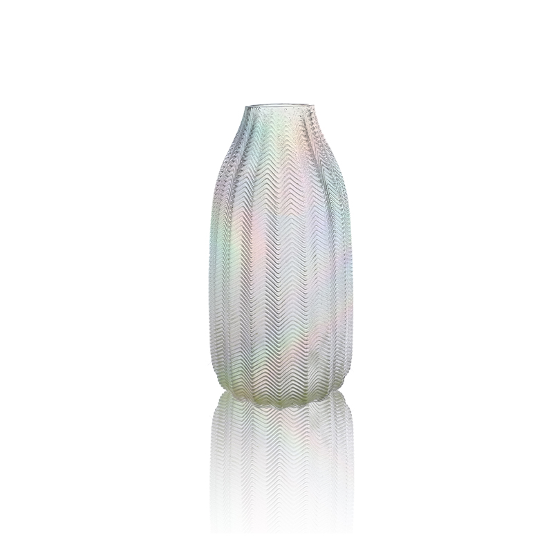 Textured Transparent Multicolored Plated Vase YD-OBS-117