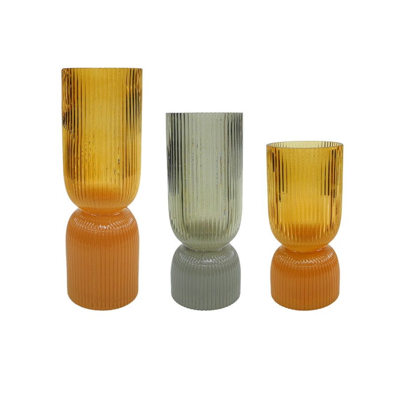 Cylinder Block Relief Spray Colored Glass Vase YD-ND-439