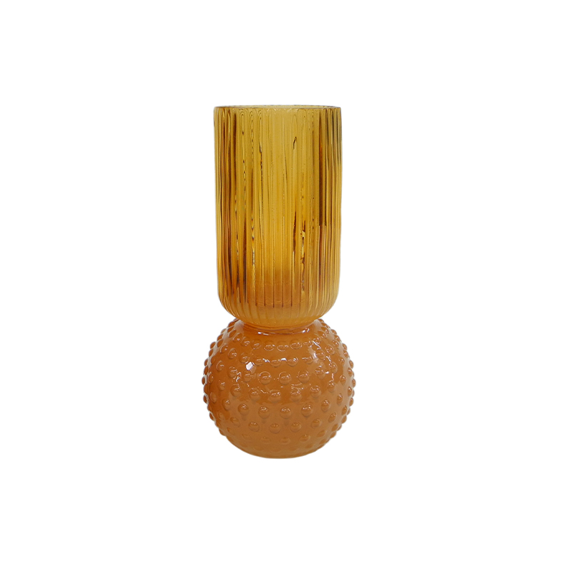 Brown Segmented Embossed Spray Glass Vase YD-ND-436