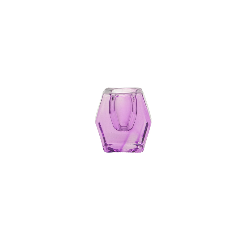 Polyhedron Spray Colored Glass Small Canlde Holder YD-ND-398