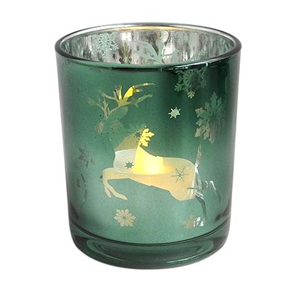 Yorklsun Glassware Dark Green Christmas Candle Holder & Wax Bottle YD-HDWC-040