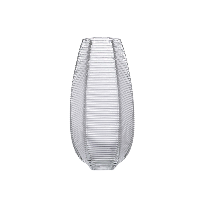 Pinstriped Clear Glass Vase YD-CGV-111