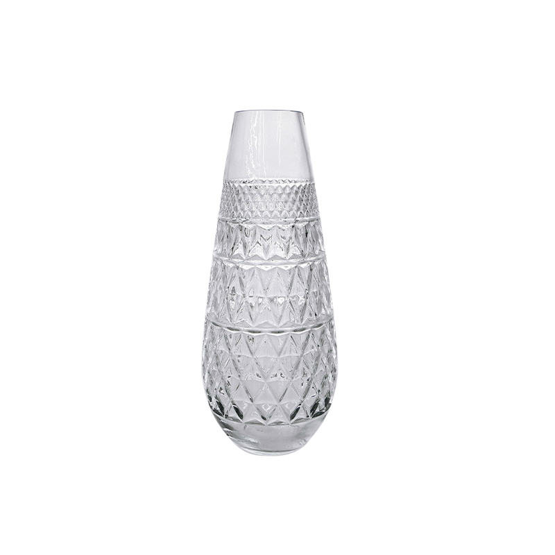Tapered Segmented Relief Glass Vase YD-CGV-167