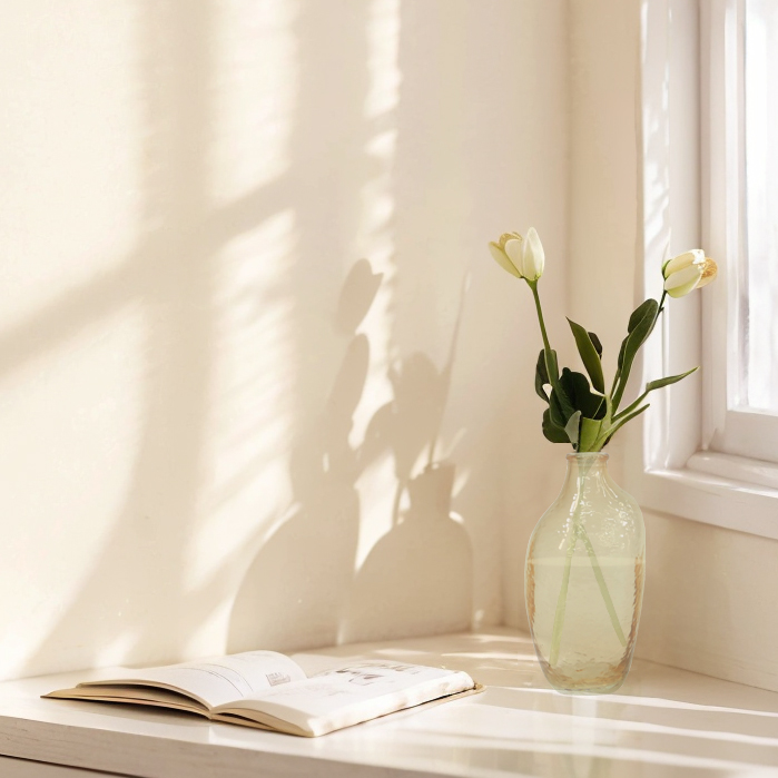 A Colored Glass Vase Adds A Splash of Color And A Touch of Artistry To The Room.