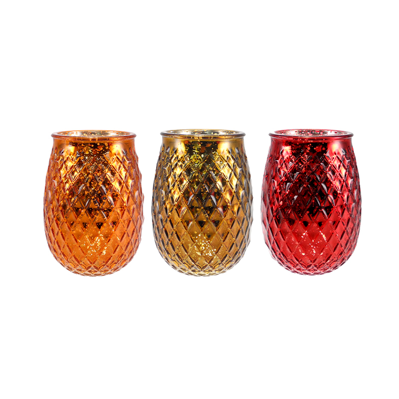 Triangular Textured Electroplated Silver Fragments Candleholder YD-TDH-161