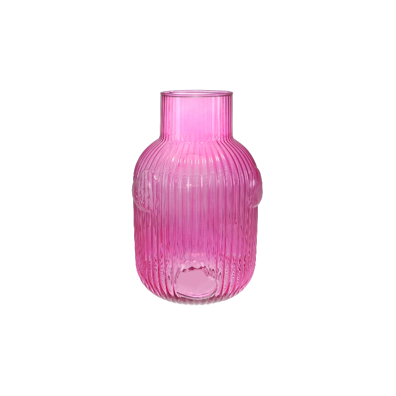 Valentine's Day Lip Relief Engraved Colored Glass Flower Vase YD-VL-078