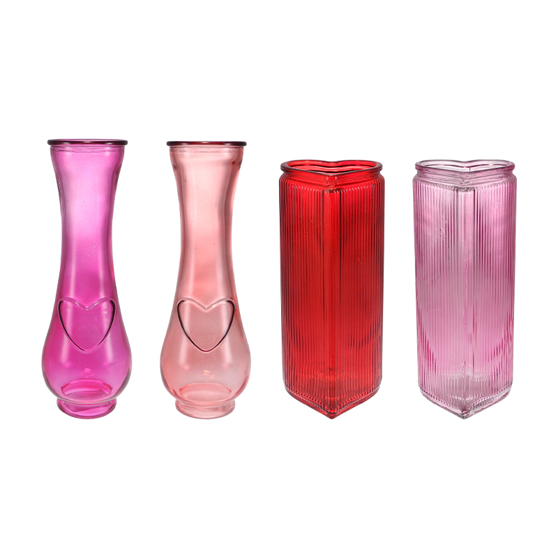 Valentine's Day Heart-shaped Colored Glass Flower Vase YD-VL-077