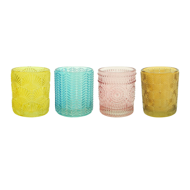 Spray Color Relief Glass Small Candle Holder YD-ND-384