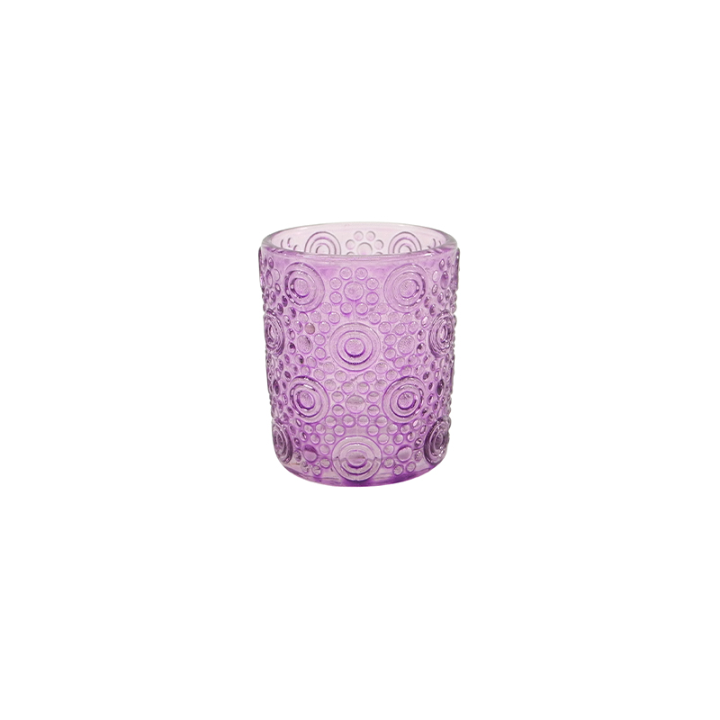 Spray Color Relief Glass Small Candle Holder YD-ND-384