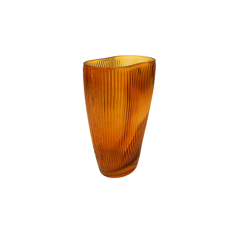 Brown Striped Glass Vase YD-TDH-093