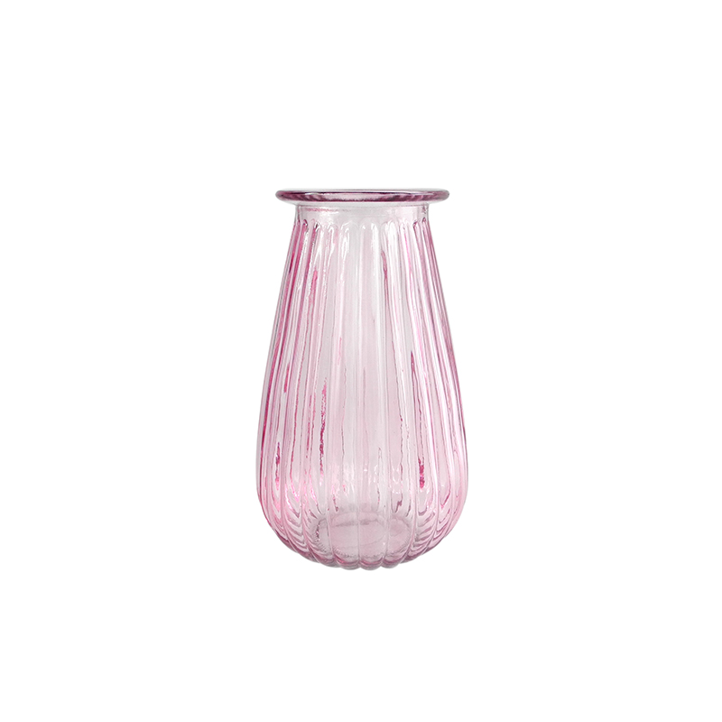 Pink Striped Glass Vase YD-VL-025