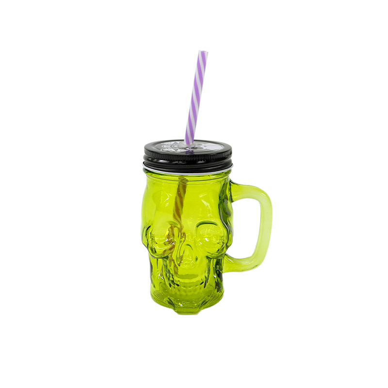 Skull Shaped Straw Cup with Handle YD-HAL-075