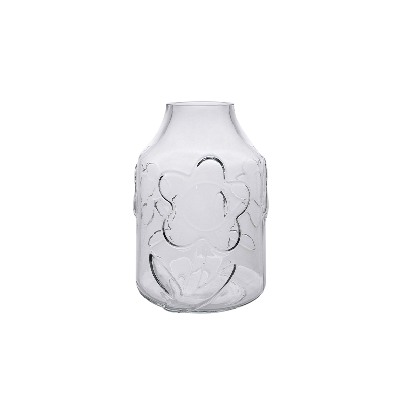 Flower Embossed Glass Vase YD-CGV-043