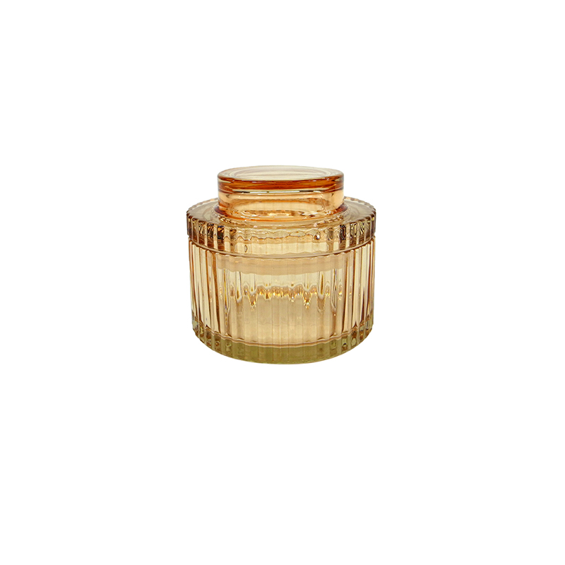 Vertical Striped Glass Wax Cup with Lid YD-HDWC-193