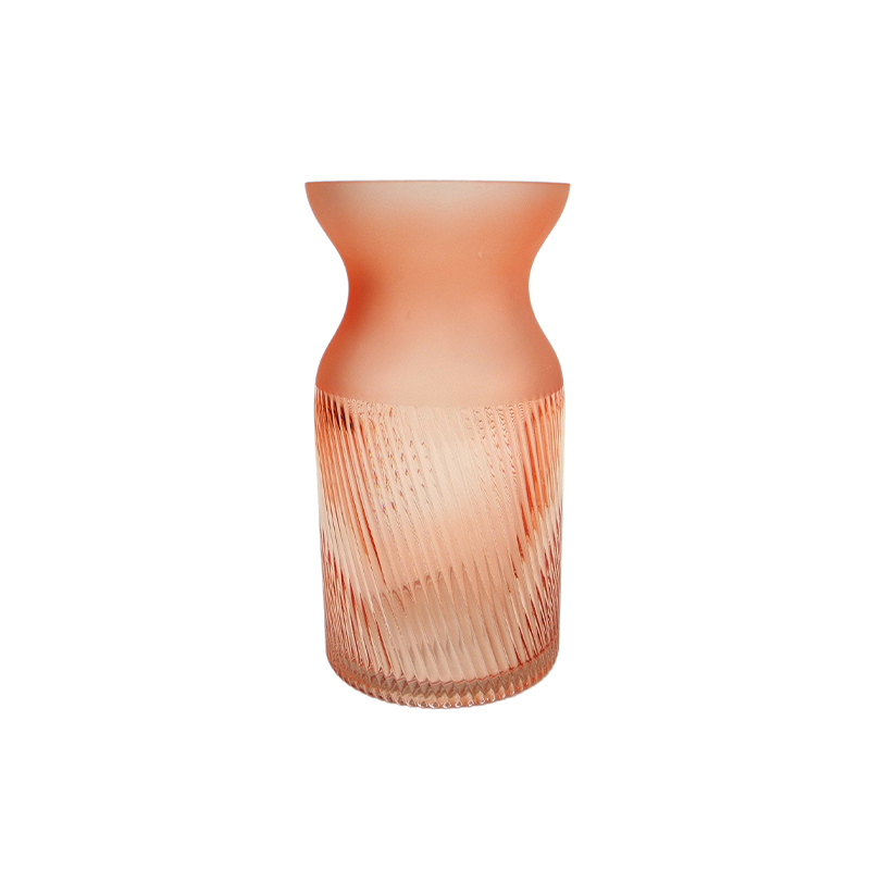 Orange Segmented Frosted Glass Vase YD-SS-109