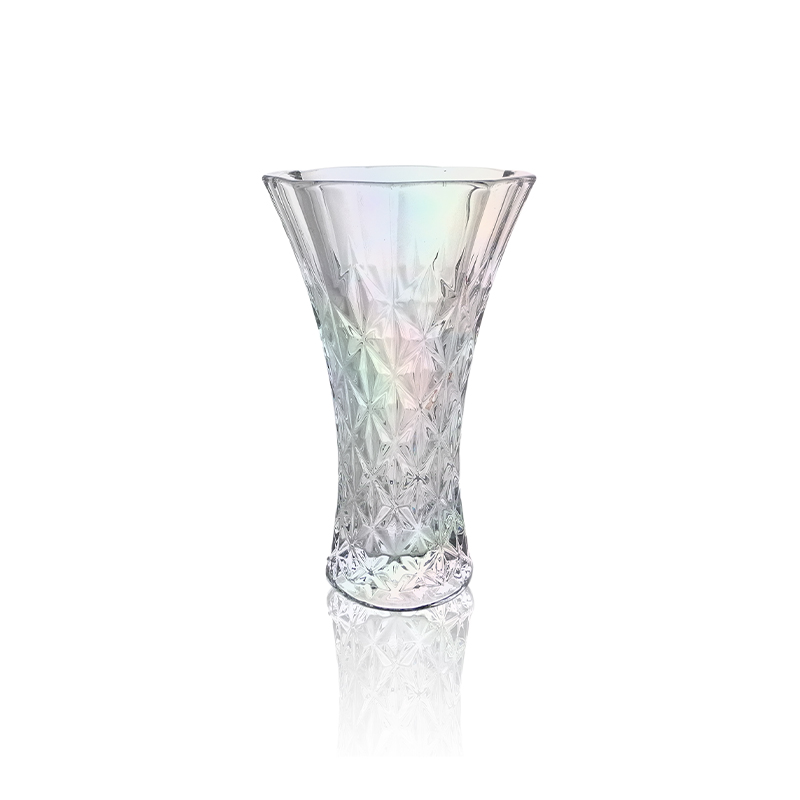Relief Transparent Multicolored Plated Glass Vase YD-OBS-115