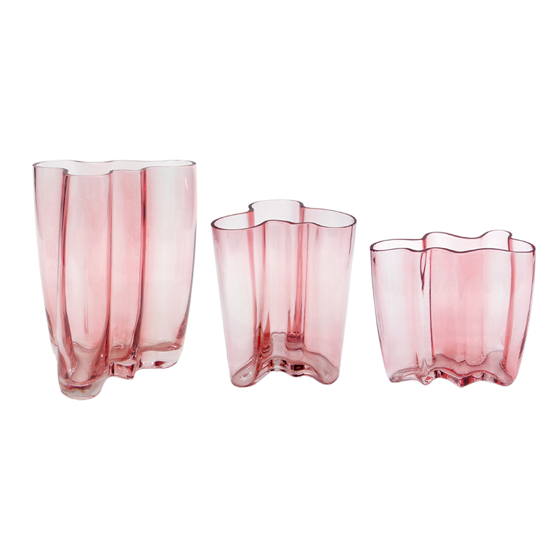 Pink Curved Spray Glass Vase YD-ND-421