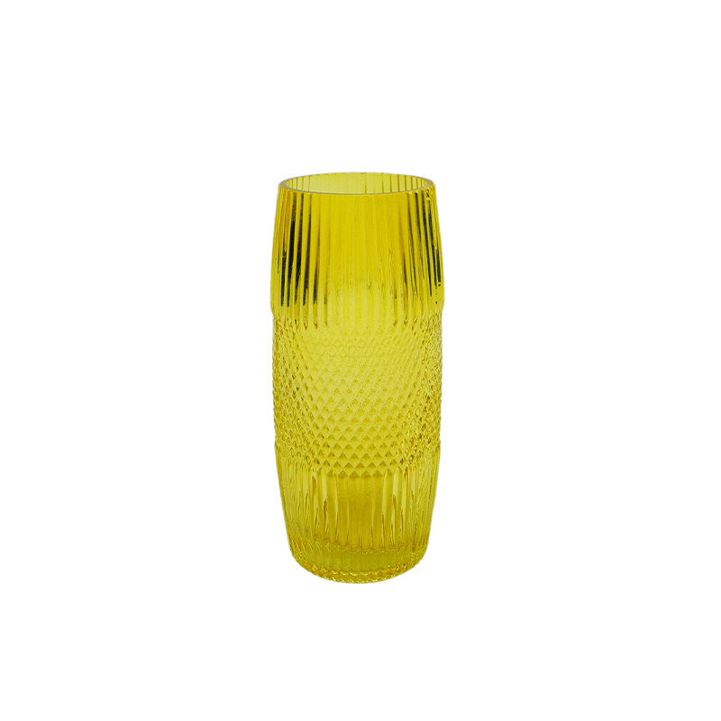 Yellow Segmented Embossed Spray Glass Vase YD-ND-435