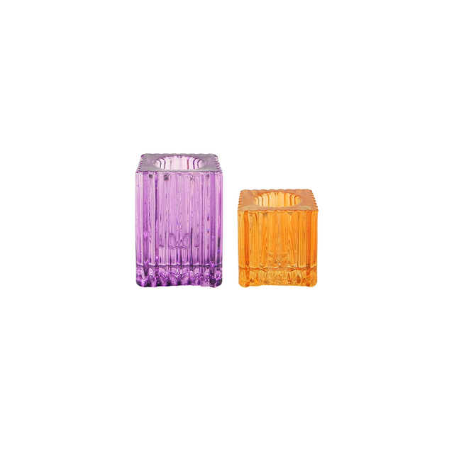 Cuboid Striped Spray Glass Candle Holder YD-ND-396