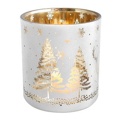 Yorklsun Glassware White Christmas Candle Holder & Wax Bottle YD-HDWC-035