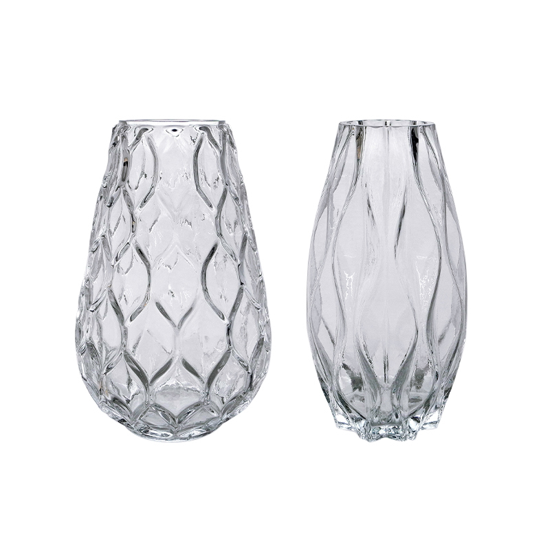 Embossed Clear Glass Vase YD-CGV-087