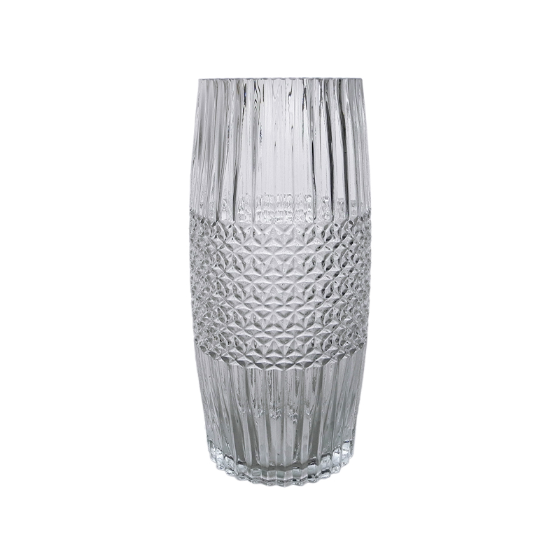 Segmented Relief Clear Glass Vase YD-CGV-089