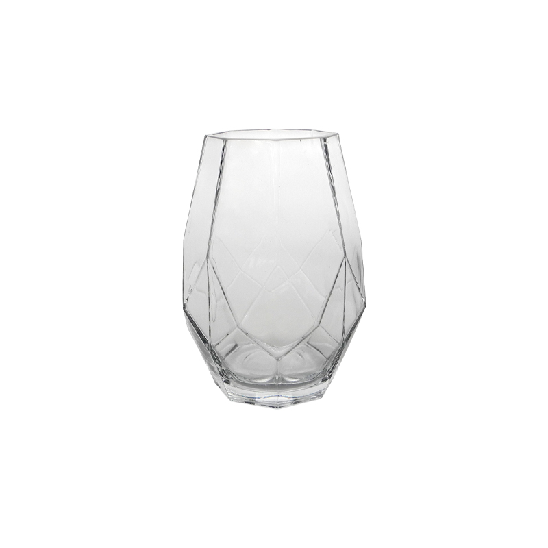 Polygonal Clear Glass Vase YD-CGV-136