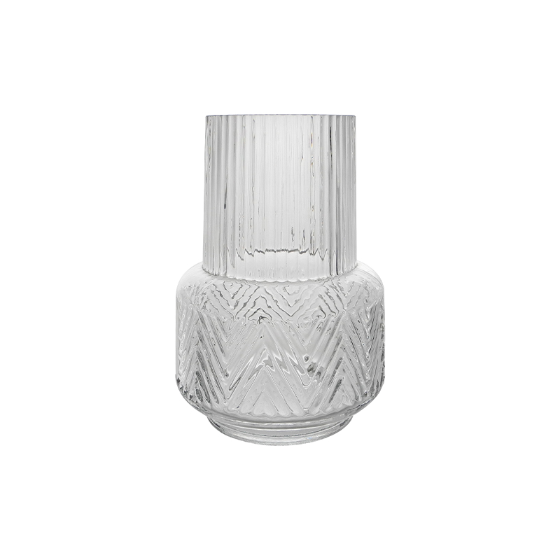 Segmented Relief Clear Glass Vase YD-CGV-138
