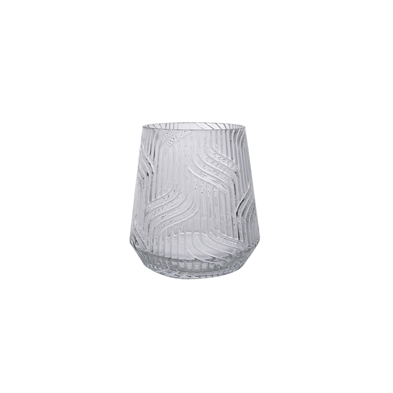 Striped Embossed Glass Vase YD-CGV-095