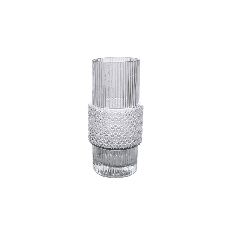 Striped Segmented Relief Glass Vase YD-CGV-171