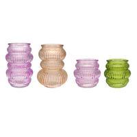 Spring Striped Spray-Colored Glass Candle Holder YD-SS-146